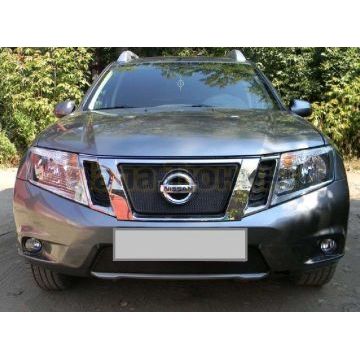 Защита радиатора черная верхняя РусСталь для Nissan Terrano 2014-