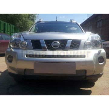 Защита радиатора хром верхняя РусСталь для Nissan X-Trail 2007-2011