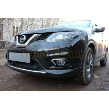 Защита радиатора черная с парктроником РусСталь для Nissan X-Trail 2015-