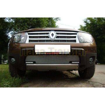 Защита радиатора с вырезом под ДХО хром РусСталь для Renault Duster 2011-2015