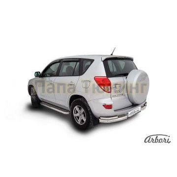 Защита задняя двойные уголки 76-42 мм Slitkoff для Toyota RAV4 2006-2009 Защита задняя двойные уголки 76-42 мм Slitkoff для Toyota RAV4 2006-2009