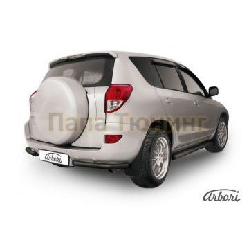 Защита задняя двойные уголки чёрная сталь 76-42 мм Slitkoff для Toyota RAV4 2006-2009 Защита задняя двойные уголки чёрная сталь 76-42 мм Slitkoff для Toyota RAV4 2006-2009