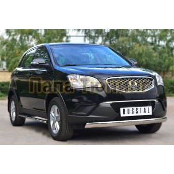 Защита передняя овальная 75х42 мм РусСталь для Ssangyong Actyon 2010-2013