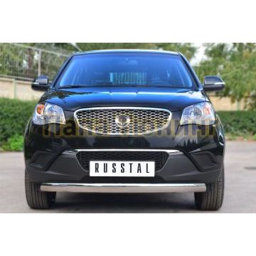 Защита передняя овальная 75х42 мм РусСталь для Ssangyong Actyon 2010-2013