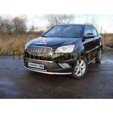 Защита передняя двойная 60-42 мм ТСС для SsangYong Actyon 2010-2013