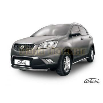 Защита передняя двойная 76-42 мм Slitkoff для SsangYong Actyon 2010- Защита передняя двойная 76-42 мм Slitkoff для SsangYong Actyon 2010-