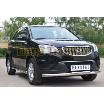 Защита передняя двойная d57-d42 РусСталь для Ssangyong Actyon 2010-2013