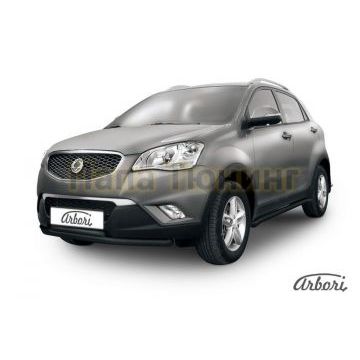 Защита передняя чёрная сталь двойная 57-42 мм Slitkoff для SsangYong Actyon 2010- Защита передняя чёрная сталь двойная 57-42 мм Slitkoff для SsangYong Actyon 2010-