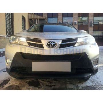 Защита радиатора черная верхняя РусСталь для Toyota RAV4 2013-2015