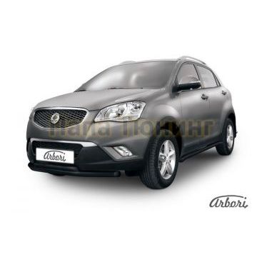 Защита передняя чёрная сталь двойная 76-42 мм Slitkoff для SsangYong Actyon 2010- Защита передняя чёрная сталь двойная 76-42 мм Slitkoff для SsangYong Actyon 2010-