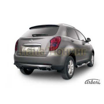 Защита заднего бампера длинная 57 мм Slitkoff для SsangYong Actyon 2010- Защита заднего бампера длинная 57 мм Slitkoff для SsangYong Actyon 2010-