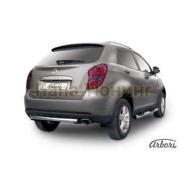 Защита заднего бампера короткая 57 мм Slitkoff для SsangYong Actyon 2010- Защита заднего бампера короткая 57 мм Slitkoff для SsangYong Actyon 2010-