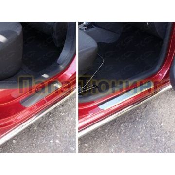 Накладки на пороги шлифованный лист ТСС для Renault Logan 2015- Накладки на пороги шлифованный лист ТСС для Renault Logan 2015-