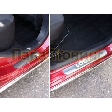 Накладки на пороги шлифованный лист надпись Logan ТСС для Renault Logan 2015- Накладки на пороги шлифованный лист надпись Logan ТСС для Renault Logan 2015-