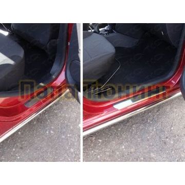 Накладки на пороги зеркальный лист ТСС для Renault Logan 2015- Накладки на пороги зеркальный лист ТСС для Renault Logan 2015-