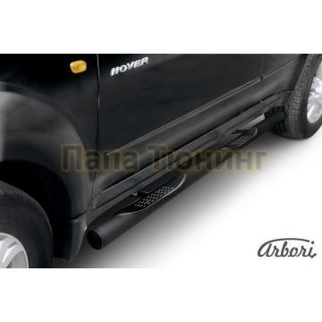 Пороги чёрная сталь труба с накладками 76 мм Slitkoff для Great Wall Hover 2008-2010 Пороги чёрная сталь труба с накладками 76 мм Slitkoff для Great Wall Hover 2008-2010