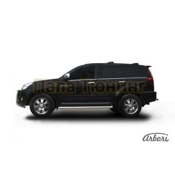 Защита штатных порогов труба 76 мм Slitkoff для Great Wall Hover 2008-2010 Защита штатных порогов труба 76 мм Slitkoff для Great Wall Hover 2008-2010