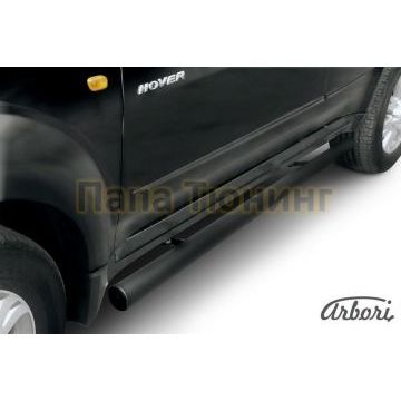 Защита штатных порогов чёрная сталь труба 76 мм Slitkoff для Great Wall Hover 2008-2010 Защита штатных порогов чёрная сталь труба 76 мм Slitkoff для Great Wall Hover 2008-2010