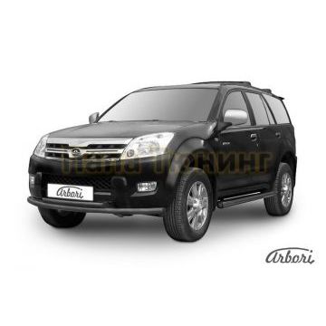 Защита передняя чёрная сталь двойная 57-57 мм Slitkoff для Great Wall Hover 2008-2010