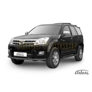 Защита переднего бампера чёрная сталь 57 мм Slitkoff для Great Wall Hover 2008-2010