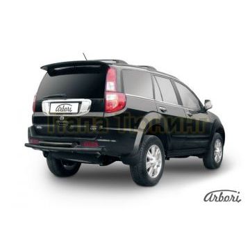 Защита заднего бампера чёрная сталь двойная 57-57 мм Slitkoff для Great Wall Hover 2008-2010