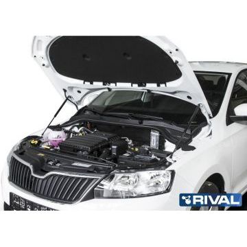 Амортизаторы капота, 2 шт. Rival для Volkswagen Polo Седан VI 2020-/Skoda Rapid I / I рестайлинг / II 2012-2017 / 2017-2020 / 2020 -
