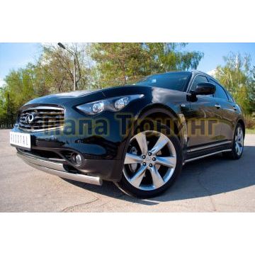 Защита переднего бампера 75х42-75х42 овал РусСталь для Infiniti FX37/QX70 2009-2017