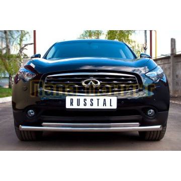 Защита передняя двойная d57-d42 РусСталь для Infiniti FX37/QX70 2009-2017