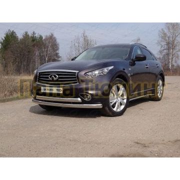 Защита передняя двойная 75-75 мм ТСС для Infiniti QX70 2013-2017 Защита передняя двойная 75-75 мм ТСС для Infiniti QX70 2013-2017