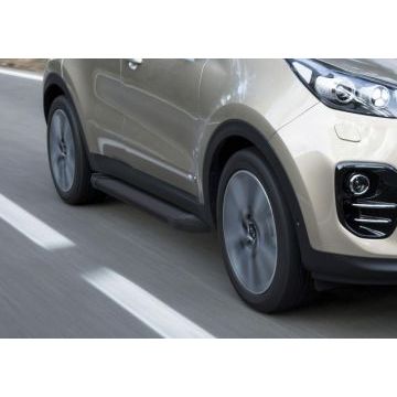 Пороги алюминиевые Rival Black Start для Hyundai Tucson 2015-2021/Kia Sportage 2015-2021