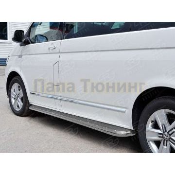 Пороги с площадкой нержавеющий лист d42 правый РусСталь для Volkswagen Caravelle/Multivan/Transporter 2015-