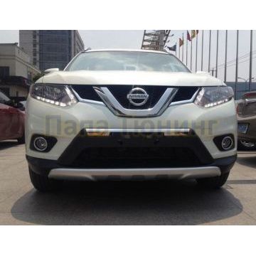 Комплект накладок переднего и заднего бамперов OEM Tuning для Nissan X-Trail 2015-