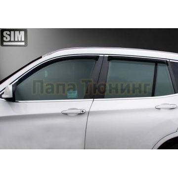Дефлекторы боковых окон с серебристой полосой SIM 4 штуки для BMW X3 2010- Дефлекторы боковых окон с серебристой полосой SIM 4 штуки для BMW X3 2010-
