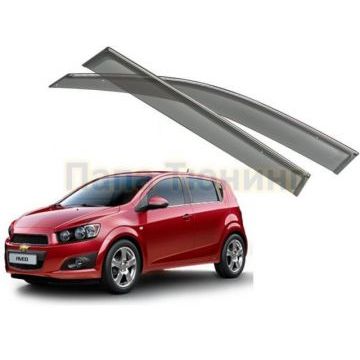 Дефлекторы окон с хромированным молдингом OEM Tuning для Chevrolet Aveo 2012-2015