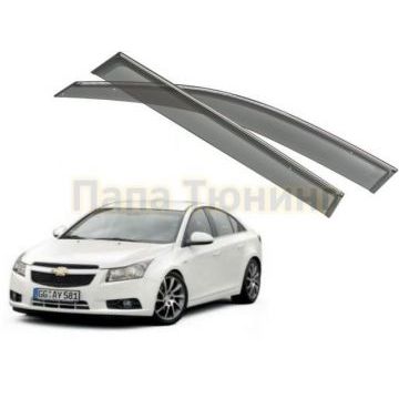 Дефлекторы окон с хромированным молдингом OEM Tuning для Chevrolet Cruze 2012-2015