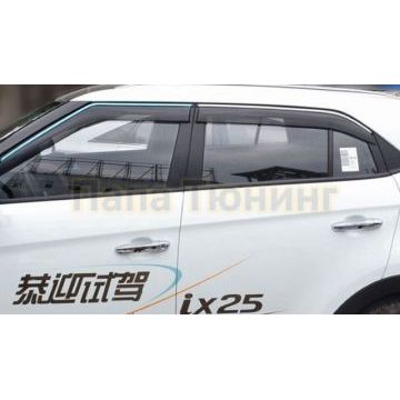 Дефлекторы окон с нержавеющим молдингом OEM Tuning для Hyundai Creta 2016-2021