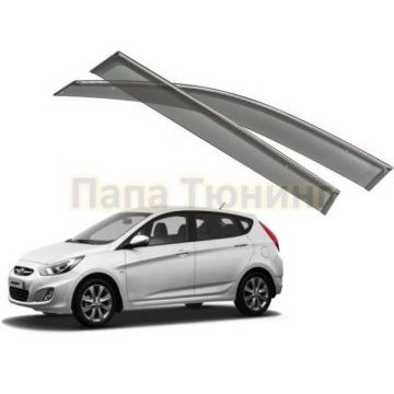 Дефлекторы окон с хромированным молдингом OEM Tuning для Hyundai Solaris 2010-2017