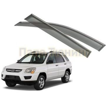 Дефлекторы окон с хромированным молдингом OEM Tuning для Kia Sportage 2004-2010