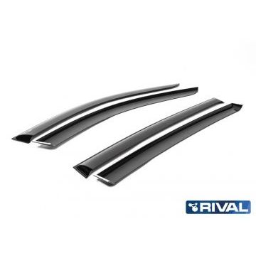 Дефлекторы окон Rival поликарбонат 4 штуки на хетчбек 5 дверей для Renault Sandero 2015-