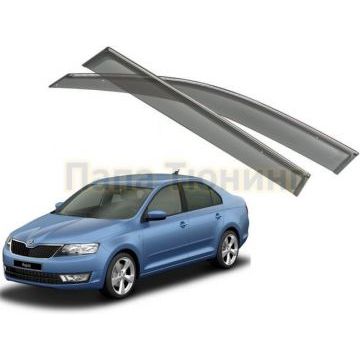 Дефлекторы окон с хромированным молдингом OEM Tuning для Skoda Rapid 2012-