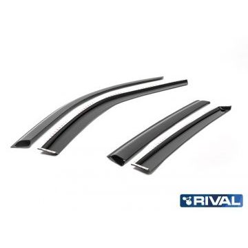 Дефлекторы окон Rival поликарбонат 4 штуки на седан и хетчбек 5 дверей для Lada Kalina/Kalina 2 2004-2018