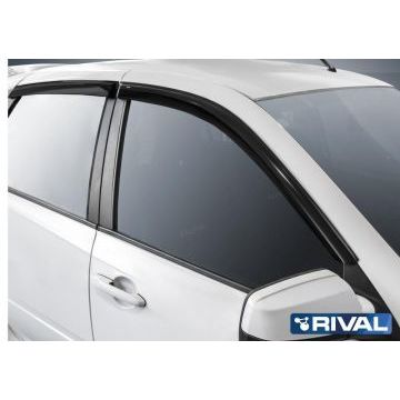 Дефлекторы окон Rival поликарбонат 4 штуки на седан и хетчбек 5 дверей для Lada Kalina/Kalina 2 2004-2018