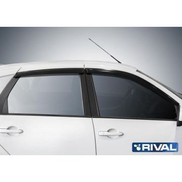 Дефлекторы окон Rival поликарбонат 4 штуки на седан и хетчбек 5 дверей для Lada Kalina/Kalina 2 2004-2018