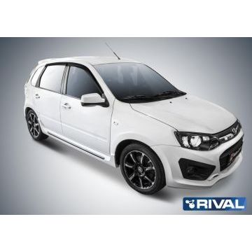 Дефлекторы окон Rival поликарбонат 4 штуки на седан и хетчбек 5 дверей для Lada Kalina/Kalina 2 2004-2018