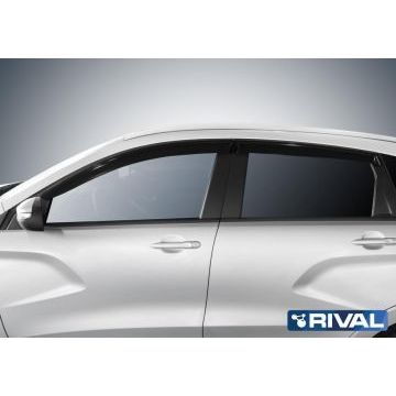 Дефлекторы окон Rival поликарбонат 4 штуки на хетчбек 5 дверей для Lada X-RAY 2016-