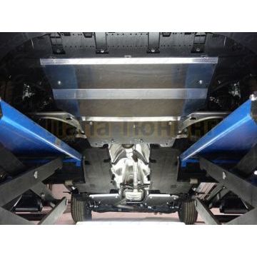 Комплект защит алюминий 4 мм картер и кпп, бак левая, бак правая для 1,4 ТСС для Audi Q3 2011-2018 Комплект защит алюминий 4 мм картер и кпп, бак левая, бак правая для 1,4 ТСС для Audi Q3 2011-2018