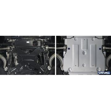Защита КПП алюминий 4 мм RIVAL для Audi A6 Allroad, V - 3.0d (249 л.с.) 2018-/Audi A6, V - 3.0 (340 л.с.); 2.0 (245 л.с.); 2.0d (190 л.с.) 2018-/Audi A7, V - 3.0 (340 л.с.) 2018-/Audi Q5, V - 2.0 2017-2020/Audi Q5, V - 2.0 2021-