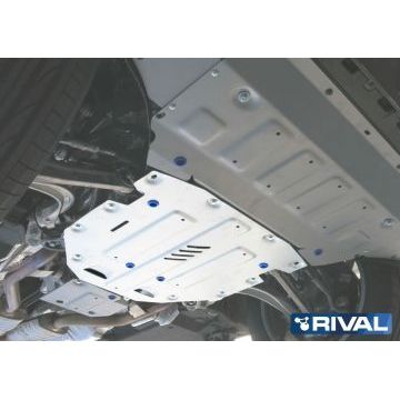 Защита КПП алюминий 4 мм RIVAL для Audi Q7, V - 3.0; 3.0d 2015-2020/Audi Q7, V - 3.0d 45TDI 2020-/Audi Q8, V - 3.0 2019-
