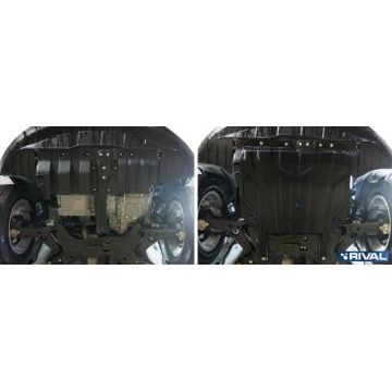 Защита картера и КПП Rival увеличенная для 2,0 сталь 2 мм на передний привод для Chery Tiggo 5 (Увеличенная) 2014-