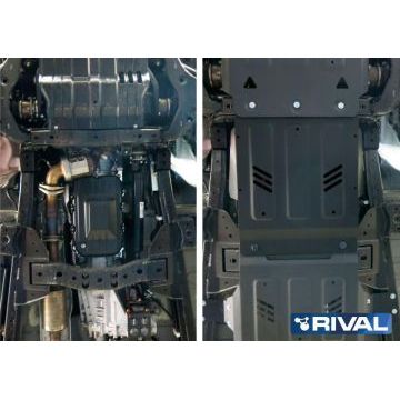 Защита КПП Rival сталь 2 мм для Mitsubishi Pajero Sport, V - 3.0; 2.4d; выводим 2016-